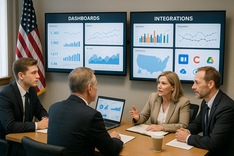 Government team using dashboards and data integrations